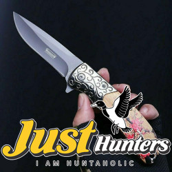 JEEP TACTICAL POCKET KNIFE SPRING ASSISTED OPENING WOOD FLOWER ETCHING