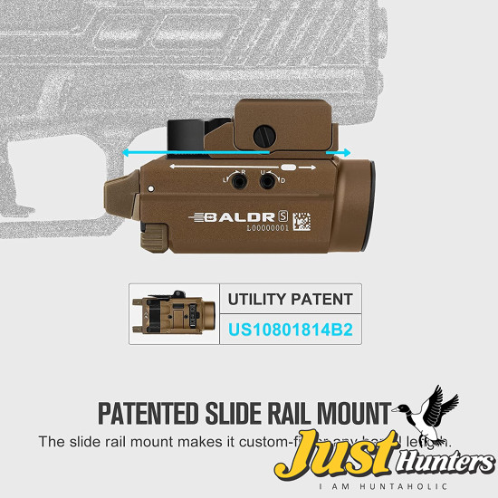 OLIGHT Baldr S 800 Lumens Compact Rail Mount Weaponlight with Green Beam and White LED Combo