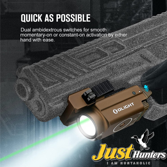 OLIGHT Baldr S 800 Lumens Compact Rail Mount Weaponlight with Green Beam and White LED Combo