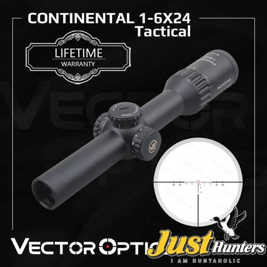 Vector Optics Continental 1-6x24 Tactical LPVO Riflescope With Illuminated Fit AR15 .338