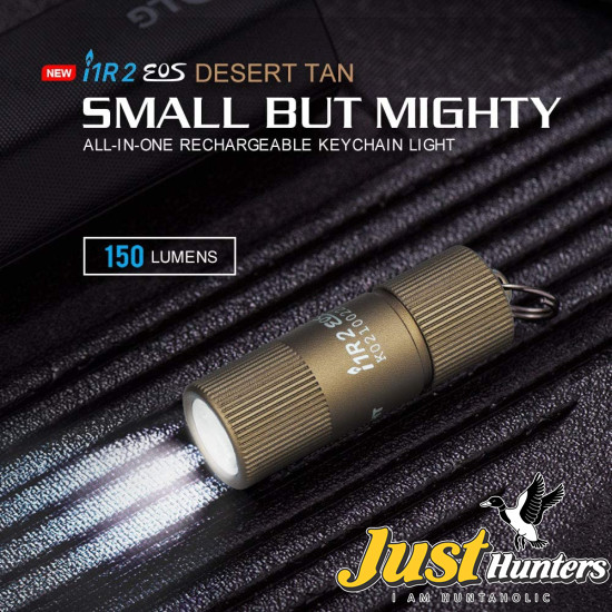 OLIGHT i1R 2 EOS 150 Lumens Tiny Rechargeable Keychain Flashlight EDC Desert Tan OLIGHT i1R 2 EOS 150 Lumens Tiny Rechargeable Keychain Flashlight EDC Desert Tan