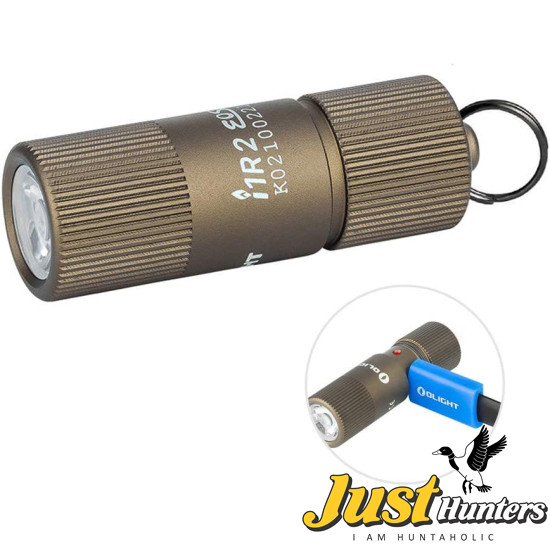 OLIGHT i1R 2 EOS 150 Lumens Tiny Rechargeable Keychain Flashlight EDC Desert Tan