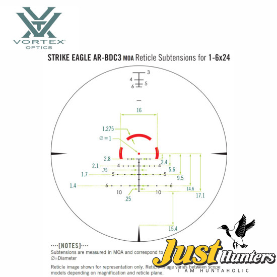 Vortex Optics STRIKE EAGLE® 1-6X24 AR-BDC3 (MOA) Reticle