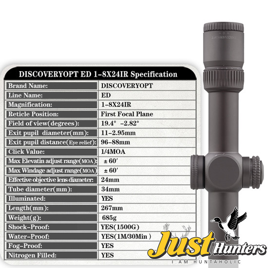 Discovery Optics Scope ED-AR 1-8X24 FFP