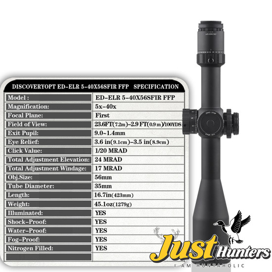 Discovery Optics ED ELR 5-40X56 SFIR FFP Scope 2023