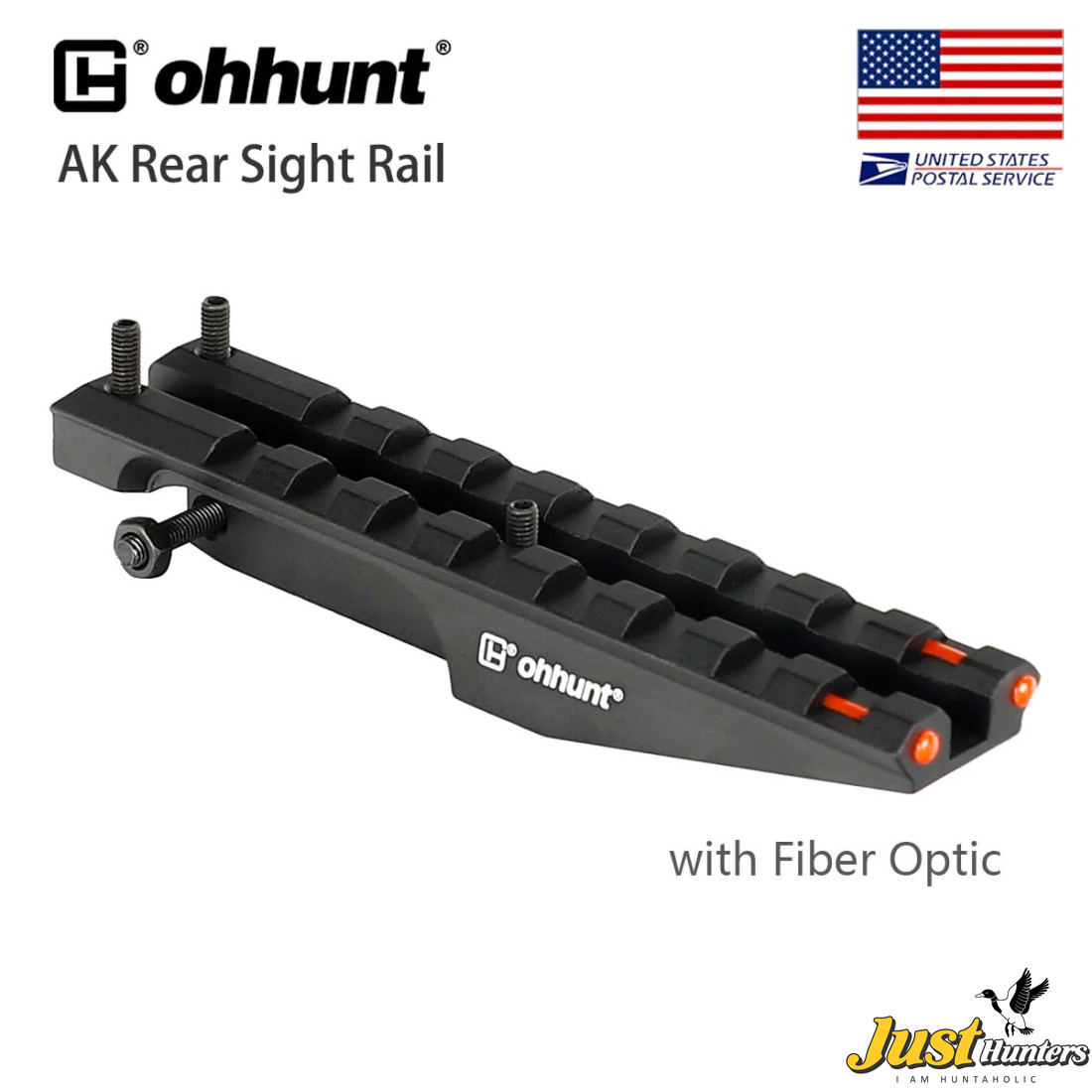 ohhunt AK 47/74 and Saiga Rear Sight Rail Mount with Fiber Optic for ...