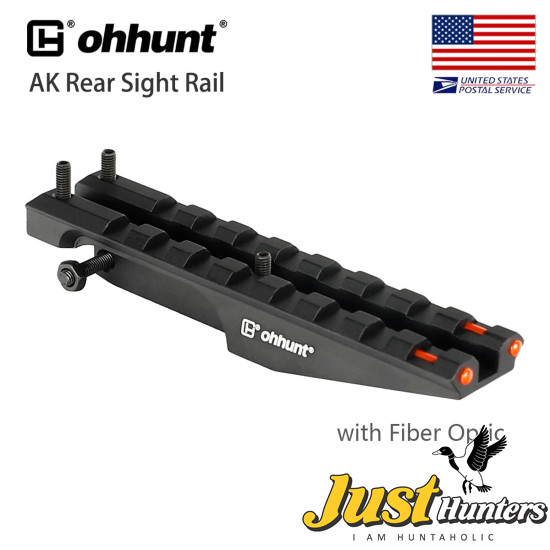 ohhunt AK 47/74 and Saiga Rear Sight Rail Mount with Fiber Optic for Red Dot Sight