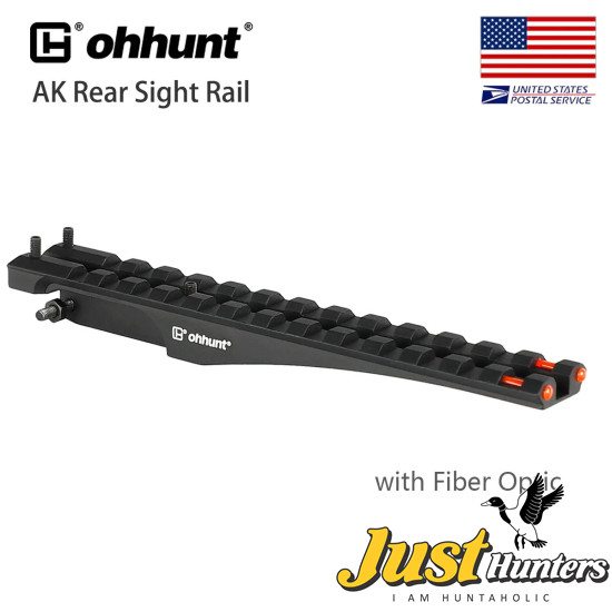 ohhunt AK 47/74 and Saiga Rear Sight Rail Mount with Fiber Optic for Red Dot Sight