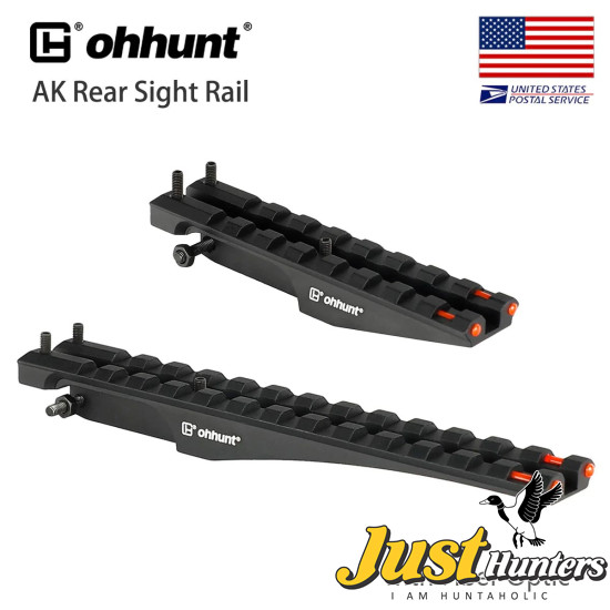 ohhunt AK 47/74 and Saiga Rear Sight Rail Mount with Fiber Optic for Red Dot Sight