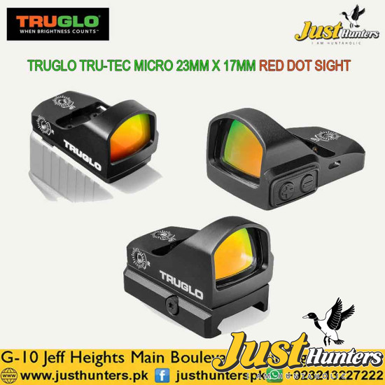 TRUGLO Tru-Tec Micro 23mm x 17mm Hunting Shooting Durable Lightweight Compact Parallax Free Waterproof Fogproof Shock Resistant Aluminum Adjustable Idle Auto-Off 4 Post Mount Red Dot Sight