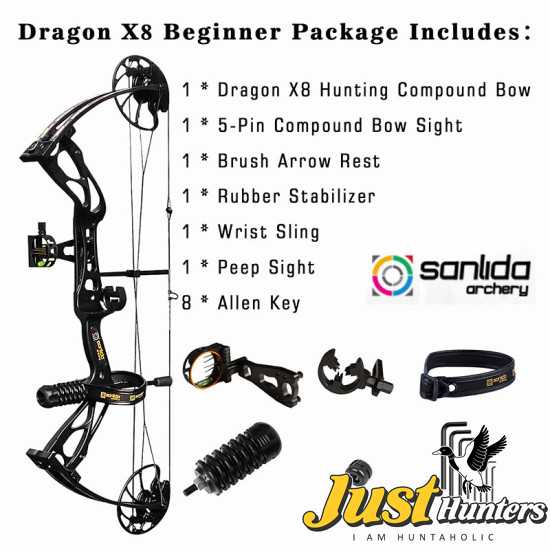 Sanlida Archery Dragon X8 60lbs Black Basic Kit