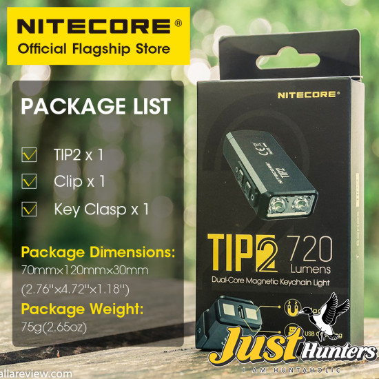 NITECORE TIP2 Flashlight Mini Keychain Light Dual-Core Magnetic