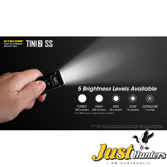 Nitecore TINI2 SS Keychain Flashlight, 500 Lumen USB-C Rechargeable