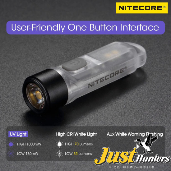 Nitecore TIKI UV 365nm Ultraviolet USB-C Rechargeable Keychain EDC Light