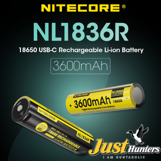 NITECORE NL1836R 3600mAh High Performance Built-in type-C Charging Port - 18650