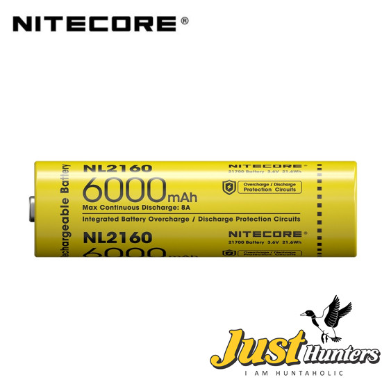 Nitecore NL2160, 6000mAh, High Capacity 3.6V, 21700 Rechargable Battery