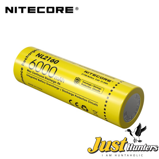 Nitecore NL2160, 6000mAh, High Capacity 3.6V, 21700 Rechargable Battery