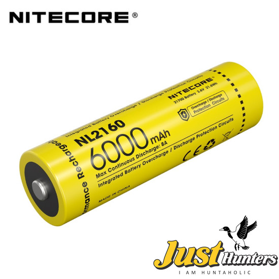 Nitecore NL2160, 6000mAh, High Capacity 3.6V, 21700 Rechargable Battery