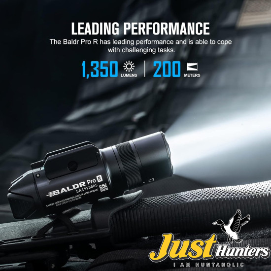 OLIGHT Baldr Pro R 1350 Lumens Magnetic USB Rechargeable Tactical Flashlight with Green Laser