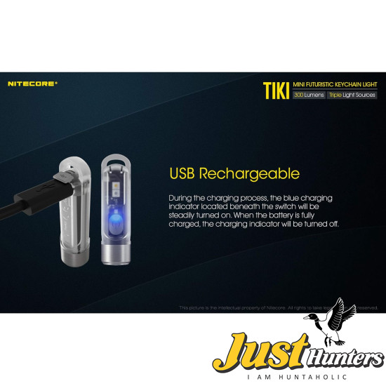 Nitecore Tiki Keychain Flashlight with UV High CRI Lights, 300 Lumens USB Rechargeable