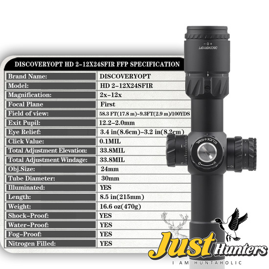 Discovery Optics HD 2-12X24 SFIR FFP Scope