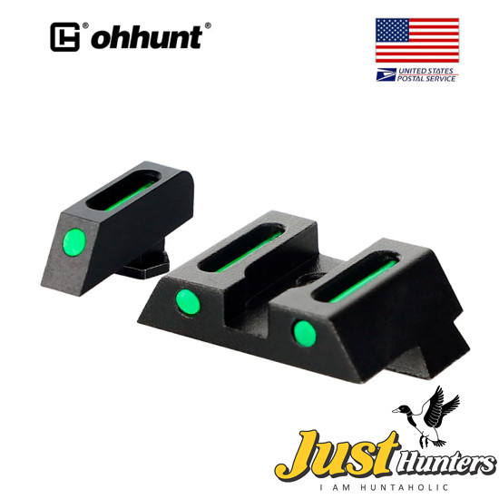 ohhunt® Green Red Fiber Optic Sight Front & Rear Sights for Glock Pistols