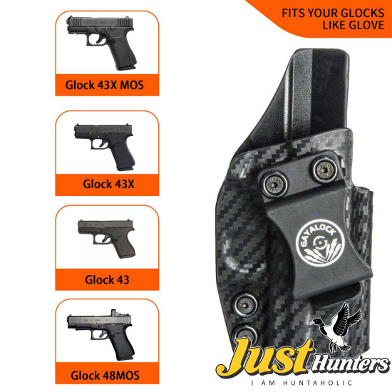 Gayalock IWB Kydex Carbon Black Holster Fits Glock 43/43X/43MOS/48/48MOS