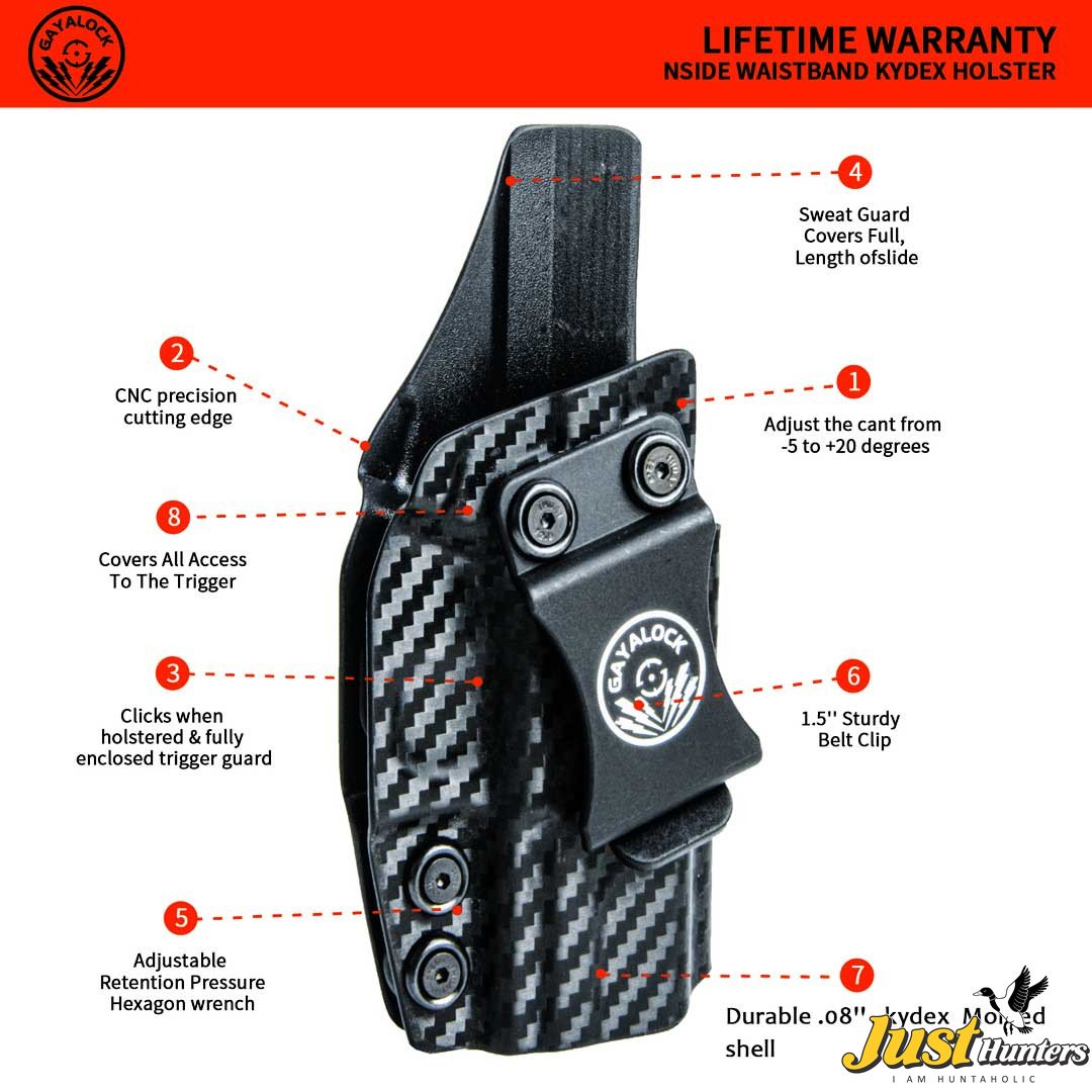 We The People IWB Holster For Glock 43/43X - Carbon Fiber Kydex, Right Hand, Adjustable Clip, Made In USA