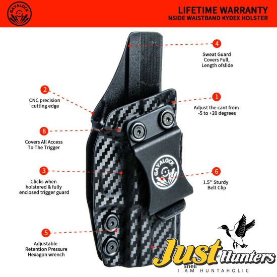 Gayalock IWB Kydex Carbon Black Holster Fits Glock 43/43X/43MOS/48/48MOS