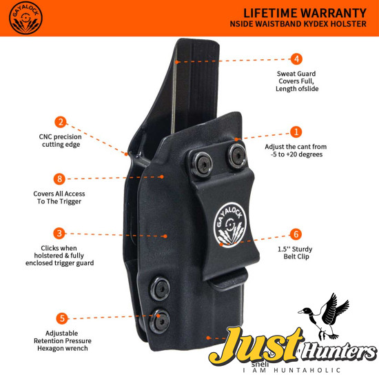 Gayalock IWB Kydex Black Holster Fits Glock 43/43X/43MOS/48/48MOS