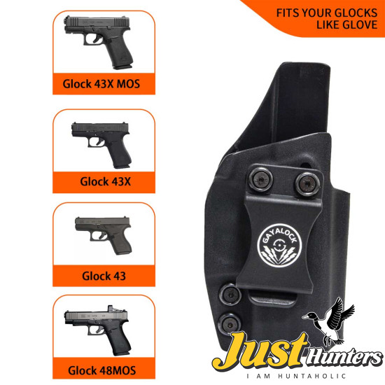 Gayalock IWB Kydex Black Holster Fits Glock 43/43X/43MOS/48/48MOS