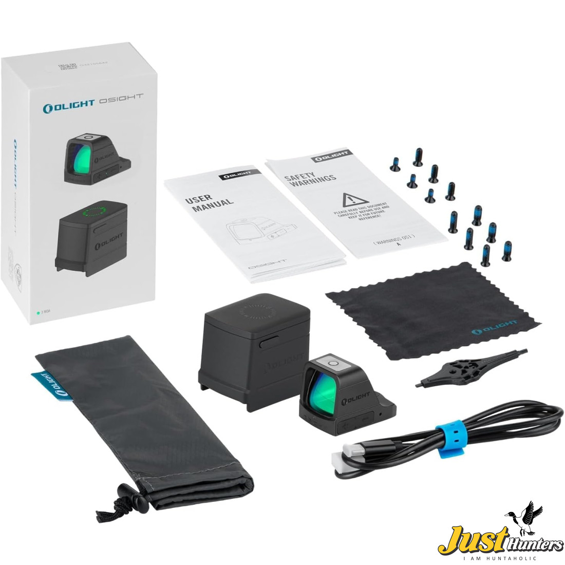 OLIGHT Osight 3 Moa Recargable y Duradera Visor Holográfico Mira Réflex Abierta con Cubierta de Carga Mira Táctica sin Paralaje para Tiro Deportivo (Punto Verde, Desierto