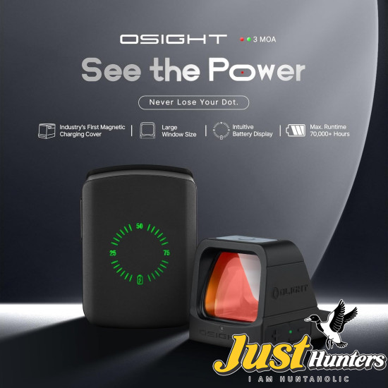 OLIGHT Osight 3 MOA Rechargeable Red Dot Open Reflex Sight with Charging Cover, Tactical Parallax-Free Sight, Picatinny Mount Compatible OLIGHT Osight 3 MOA Rechargeable Red Dot Open Reflex Sight with Charging Cover, Tactical Parallax-Free Sight, Picatinny Mount Compatible