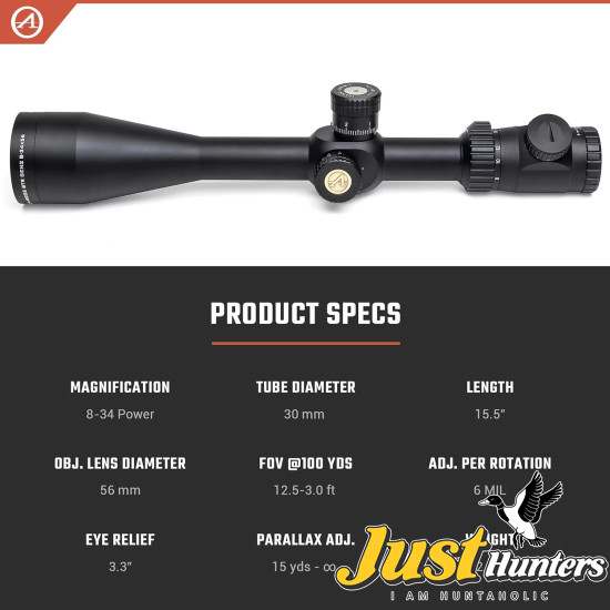 Athlon Optics Argos BTR 8-34X56 FFP IR ATMR MOA Reticle Riflescopes Athlon Optics Argos BTR 8-34X56 FFP IR ATMR MOA Reticle Riflescopes
