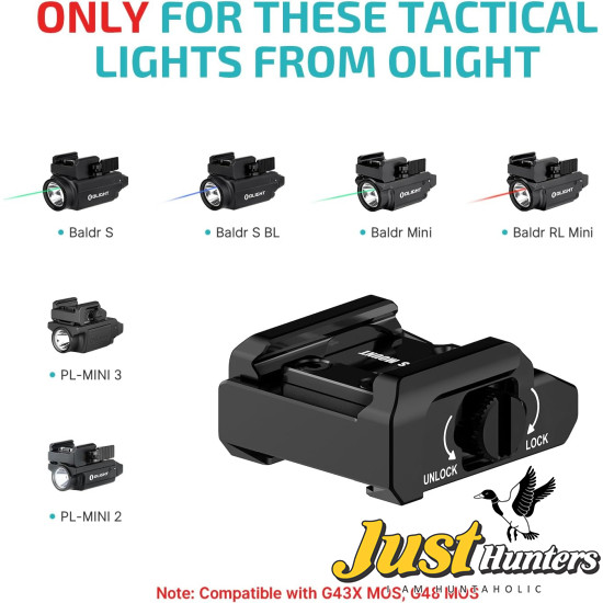 OLIGHT Rail Mount for Tactical Light on Glock 43X MOS, Compatible with Different Set-ups, Fits with Baldr S, Baldr S BL, Baldr RL Mini, Baldr Mini, PL-Mini 3 and PL-Mini 2