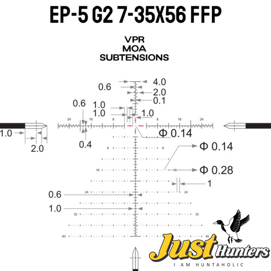 Arken Optics EP5 GEN2 7-35X56 RifleScope FFP VPR MOA Illuminated Reticle with Zero Stop 34mm Tube