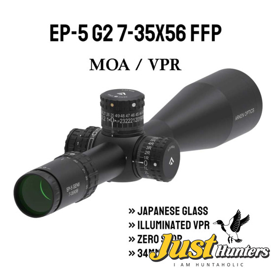 Arken Optics EP5 GEN2 7-35X56 RifleScope FFP VPR MOA Illuminated Reticle with Zero Stop 34mm Tube