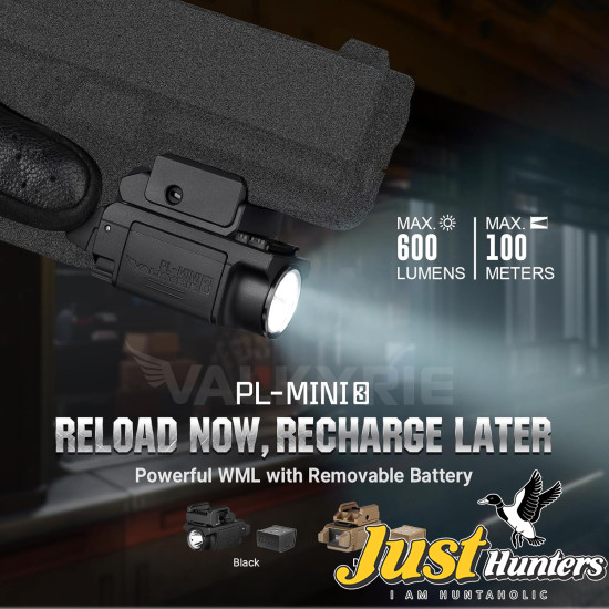 OLIGHT PL-Mini 3 Valkyrie 600 Lumens Compact Tactical Picatinny/GL/Hellcat Rail-Mounted Weaponlight OLIGHT PL-Mini 3 Valkyrie 600 Lumens Compact Tactical Picatinny/GL/Hellcat Rail-Mounted Weaponlight