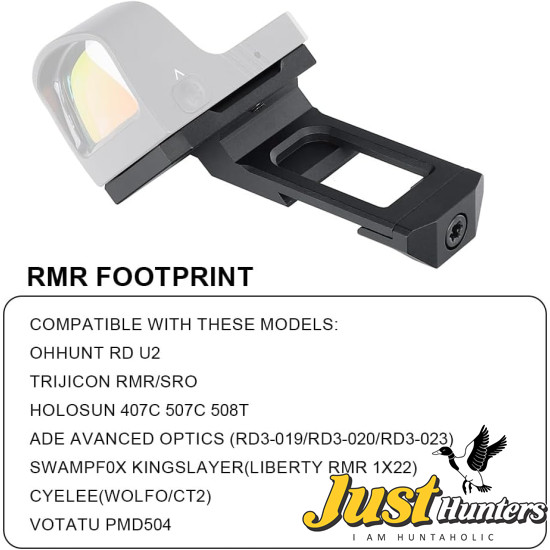 Ohhunt® 45° Canted Picatinny Mount Red Dot Adapter Plate for RMR Footprint Optics Holosun 407C/507C/508T & Trijicon RMR/SRO