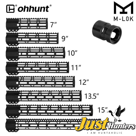 Ohhunt® AR-15 M-lok Free Float Handguard Slim & Lightweight  7'' 9" 10" 11" 12'' 13.5" 15"