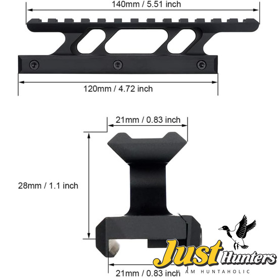 Ohhunt Picatinny Cantilever Riser Red dot Scope Rail Riser Mount 1.1 inch High