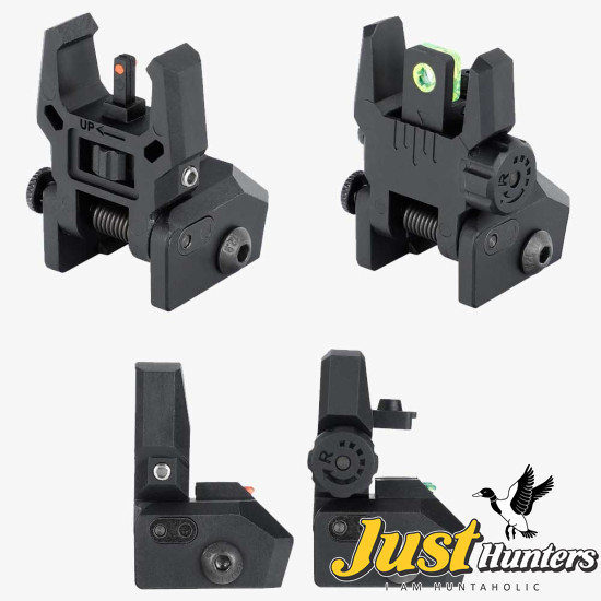 Ohhunt® Green Red Dot Flip Up Sights Fiber Optics Polymer Front Rear Back Up Sight