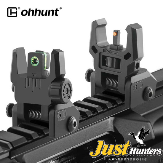 Ohhunt® Green Red Dot Flip Up Sights Fiber Optics Polymer Front Rear Back Up Sight