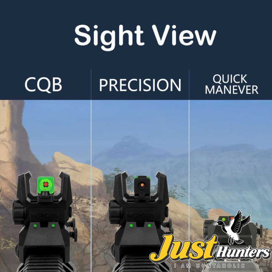 Ohhunt® Green Red Dot Flip Up Sights Fiber Optics Polymer Front Rear Back Up Sight
