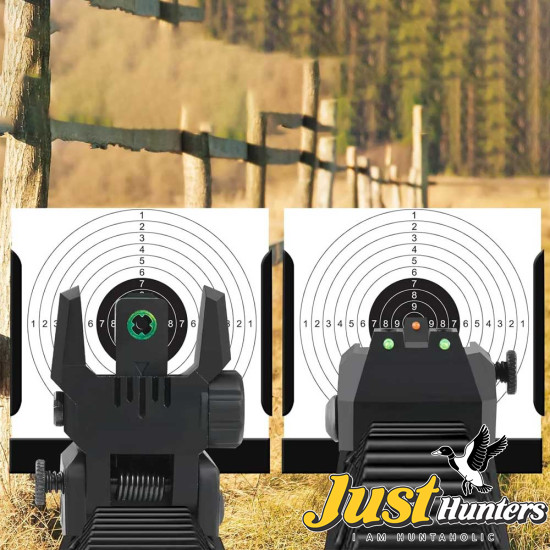 Ohhunt® Green Red Dot Flip Up Sights Fiber Optics Polymer Front Rear Back Up Sight