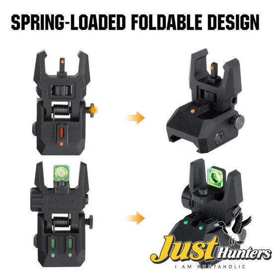 Ohhunt® Green Red Dot Flip Up Sights Fiber Optics Polymer Front Rear Back Up Sight