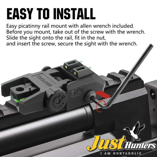 Ohhunt® Green Red Dot Flip Up Sights Fiber Optics Polymer Front Rear Back Up Sight