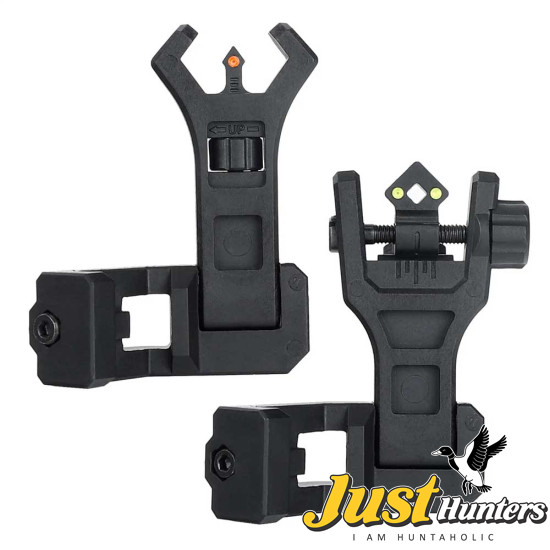 Ohhunt hhunt 45 Degree Offset Flip Up Front and Backup Rear Sight with Green Red Fiber Optic Dot