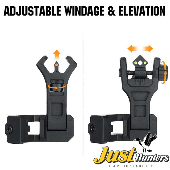 Ohhunt hhunt 45 Degree Offset Flip Up Front and Backup Rear Sight with Green Red Fiber Optic Dot