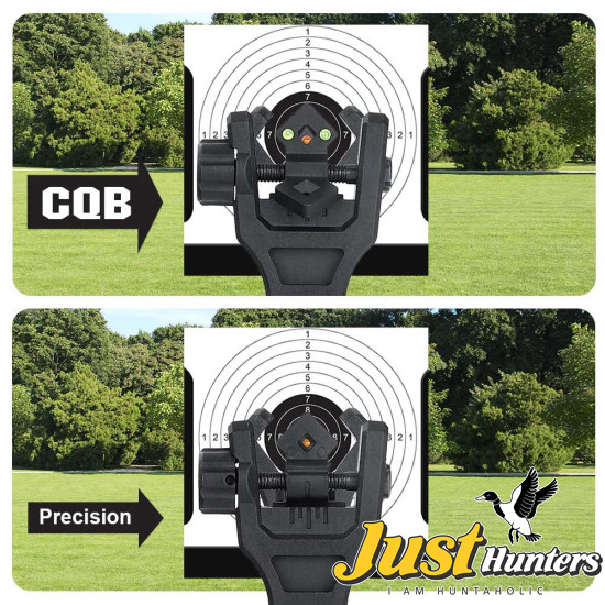 Ohhunt hhunt 45 Degree Offset Flip Up Front and Backup Rear Sight with Green Red Fiber Optic Dot